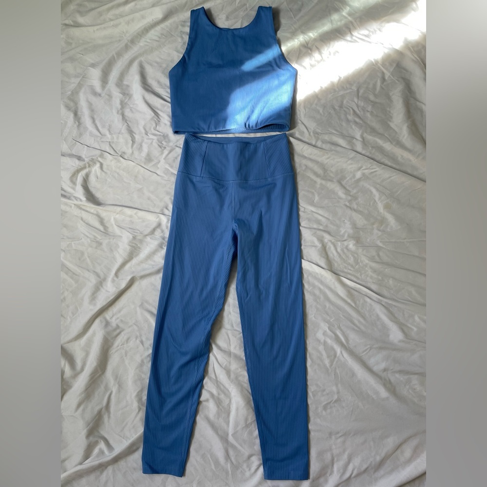 Girlfriend Collective Daydream Blue Compressive Ribbed Dylan Bra Size S